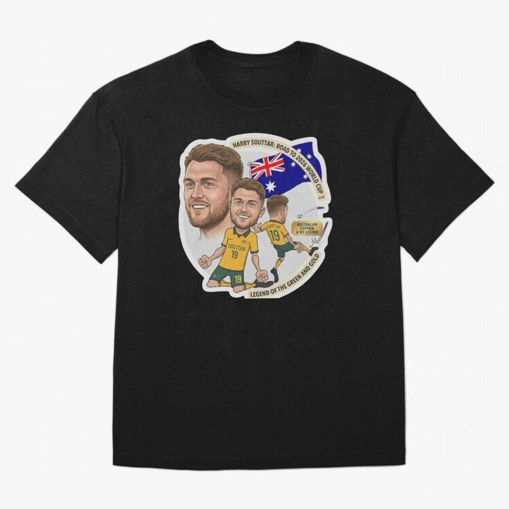 Harry Souttar Australia Football Legend Cartoon Illustration Classic T-Shirt Show Your Tournament Heart for Match Day Hype around FIFA World Cup 2026, Cristiano Ronaldo, Germany, Goal Celebration Energy, Supporter Heritage, Football Icons and