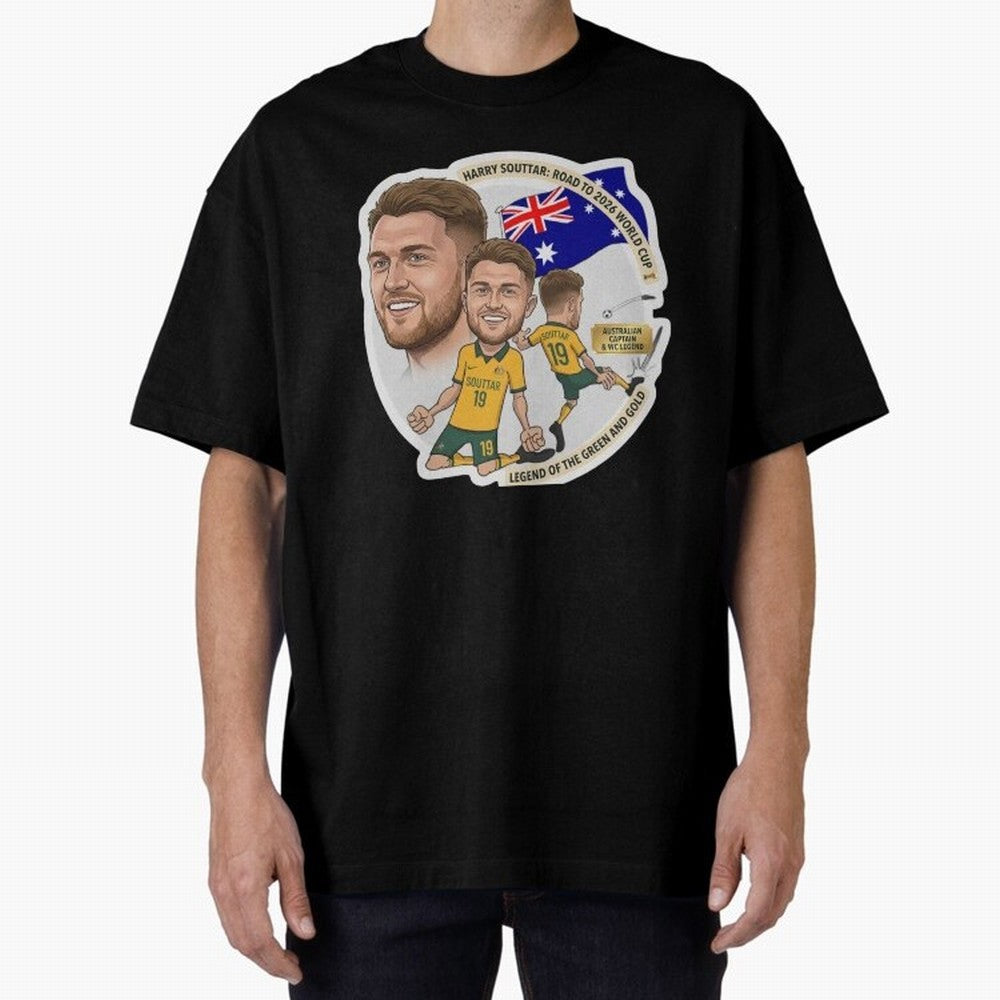 Harry Souttar Australia Football Legend Cartoon Illustration Classic T-Shirt Show Your Tournament Heart for Match Day Hype around FIFA World Cup 2026, Cristiano Ronaldo, Germany, Goal Celebration Energy, Supporter Heritage, Football Icons and