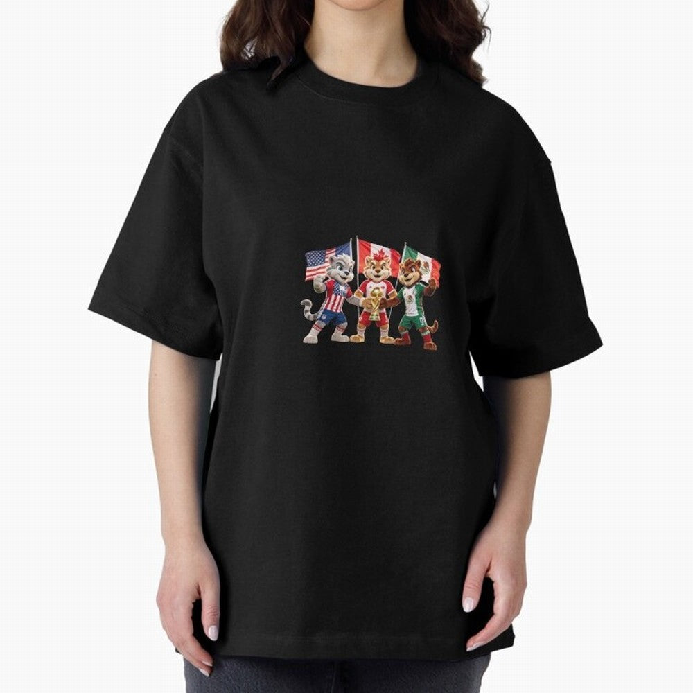 World Cup 2026 Host Nations Mascots - USA Canada Mexico Soccer Champions Classic T-Shirt Join the Global Buzz around the FIFA World Cup 2026 USA Canada Mexico Journey through Mbappe and Neymar Highlights, Portugal Pride, Match Day Excitement,