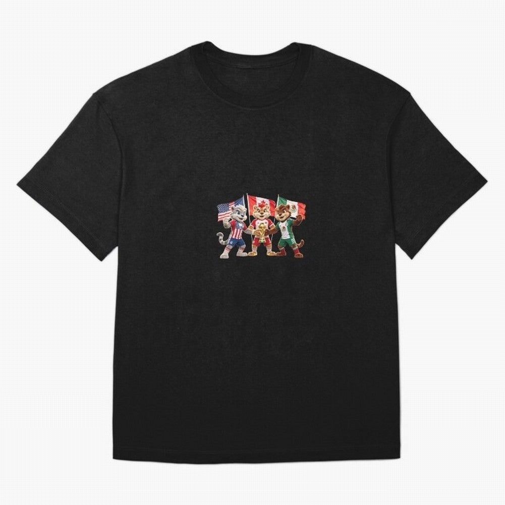 World Cup 2026 Host Nations Mascots - USA Canada Mexico Soccer Champions Classic T-Shirt Join the Global Buzz around the FIFA World Cup 2026 USA Canada Mexico Journey through Mbappe and Neymar Highlights, Portugal Pride, Match Day Excitement,