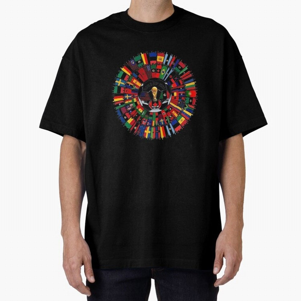 Vibrant 2026 World Cup International Flag Splash Classic T-Shirt Join Supporters Worldwide for Match Day Hype around FIFA World Cup 2026 Group Stage, Cristiano Ronaldo, Argentina and Brazil, Goal Celebration Energy, Supporter Heritage, Football