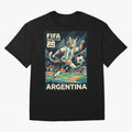 Argentina Cat World Cup 2026 ¨C Geometric Football Art Classic T-Shirt Feel the Trophy Chase of the FIFA World Cup 2026 USA Canada Mexico Journey through Cristiano Ronaldo Highlights, England, France and Netherlands Pride, Match Day Excitement,
