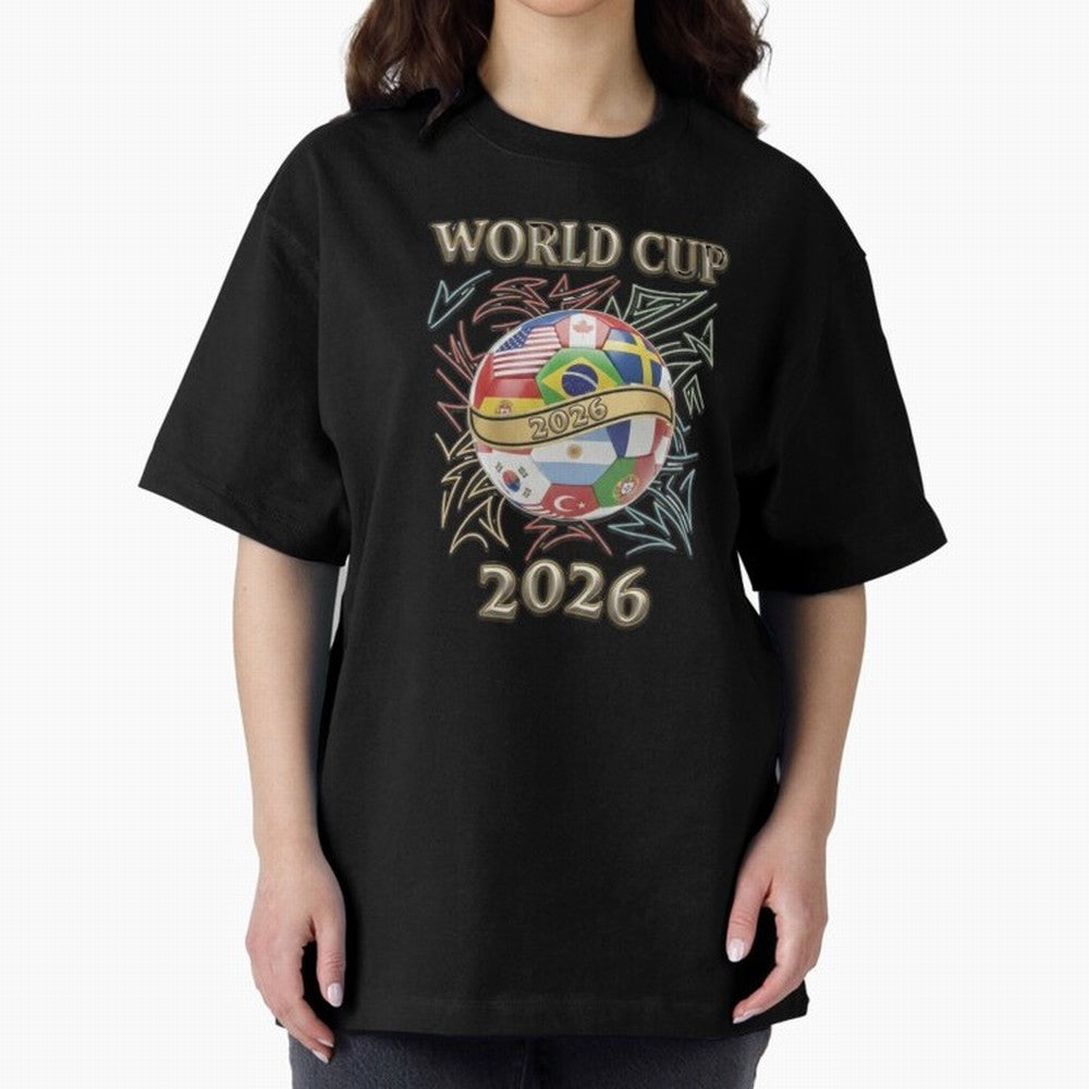 2026 World Cup Soccer Ball Flags - Global Football Championship Celebration Classic T-Shirt Honor the Football Icons of FIFA World Cup 2026 for Fans of CR7 and Messi and England and Germany, Bringing Fan Favorite Moments, National Team Passion, Big