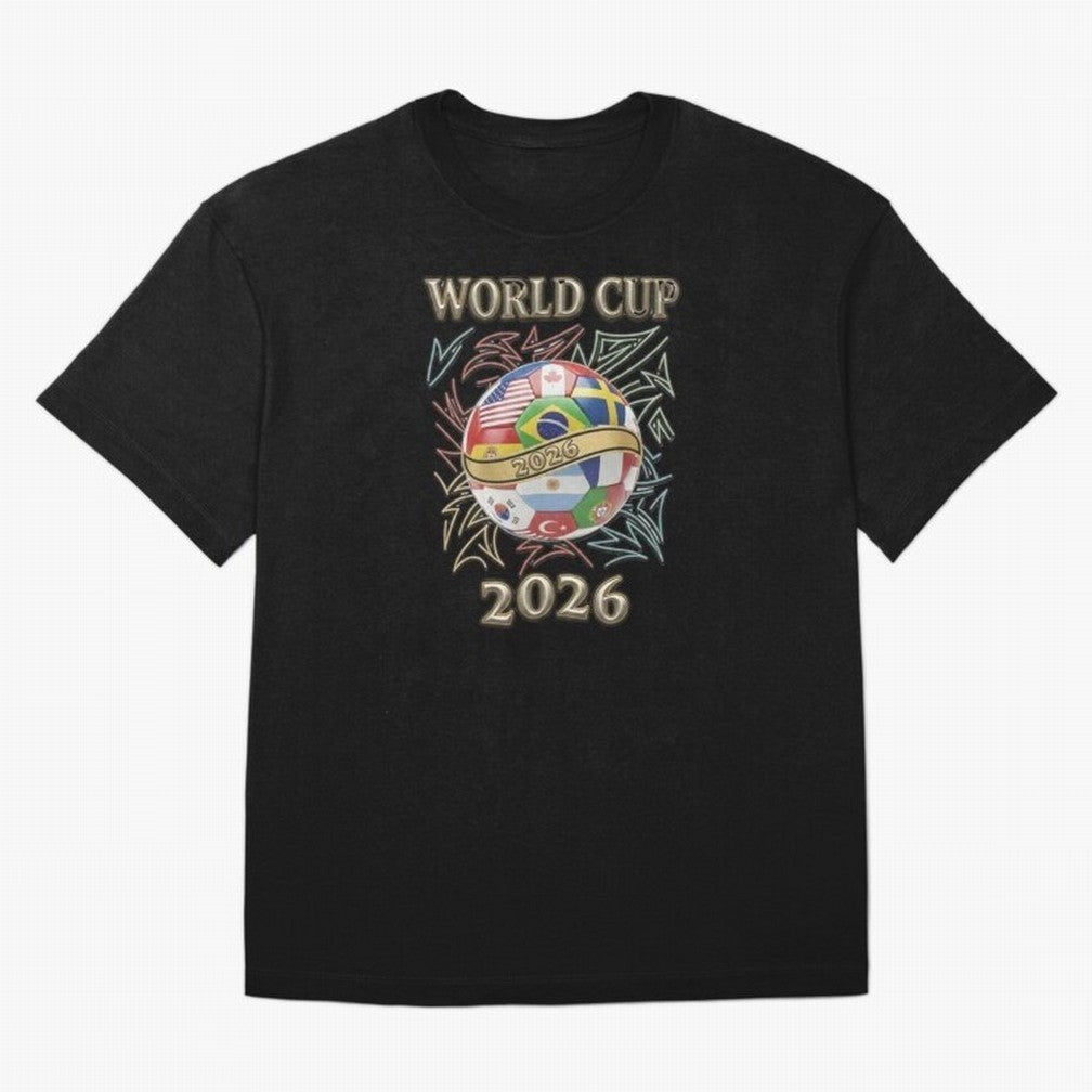 2026 World Cup Soccer Ball Flags - Global Football Championship Celebration Classic T-Shirt Honor the Football Icons of FIFA World Cup 2026 for Fans of CR7 and Messi and England and Germany, Bringing Fan Favorite Moments, National Team Passion, Big
