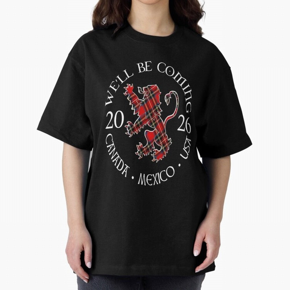 We'll be Coming Scotland Football Tee Scottish World Cup Classic T-Shirt Celebrate National Team Dreams in FIFA World Cup 2026 USA Canada Mexico for Fans of Mbappe and Brazil, Portugal and Argentina, Bringing Stadium Chants, National Pride, Trophy