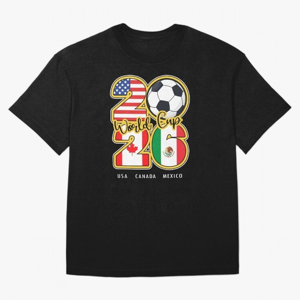 Usa Canada Mexico Soccer 2026 Oversized T-Shirt Embrace FIFA World Cup 2026 USA Canada Mexico Filled with Neymar, France and Portugal Energy, Vintage Soccer Flavor, Modern Football Stars, National Flags and Final Night Emotion; Ideal for Fans Who