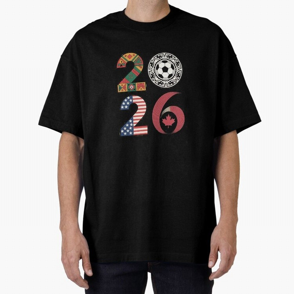 2026 Football Countries Design ¨C USA, Canada & Mexico Inspired Art Oversized T-Shirt Treasure FIFA World Cup 2026 USA Canada Mexico for Fans of Messi and Cristiano Ronaldo and England and Germany, Bringing Vintage Soccer Flavor, Modern Football