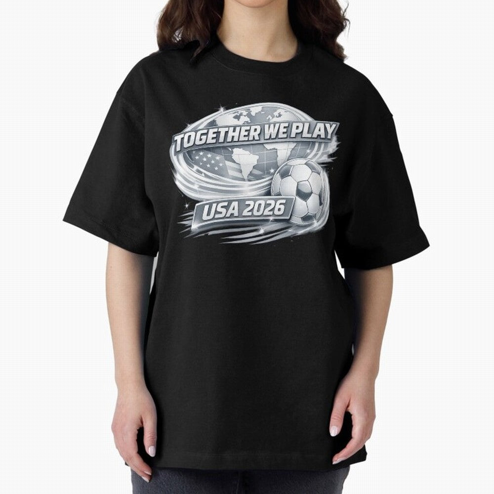 World Cup 2026 Oversized T-Shirt Unlock Global Football Passion for FIFA World Cup 2026 USA Canada Mexico, Driven by Cristiano Ronaldo, Portugal, Spain and Germany, Football Festival Excitement, Trophy Ambitions, Country Rivalries and Star Player