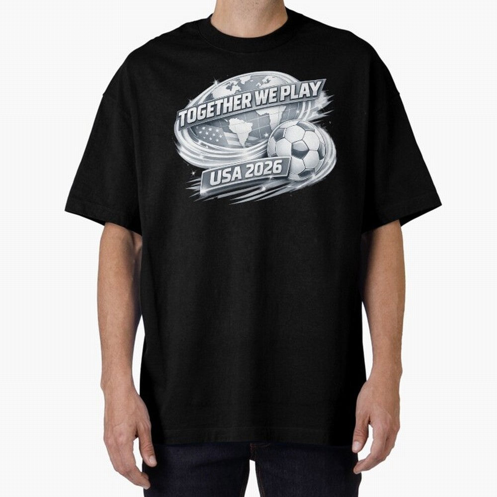 World Cup 2026 Oversized T-Shirt Unlock Global Football Passion for FIFA World Cup 2026 USA Canada Mexico, Driven by Cristiano Ronaldo, Portugal, Spain and Germany, Football Festival Excitement, Trophy Ambitions, Country Rivalries and Star Player