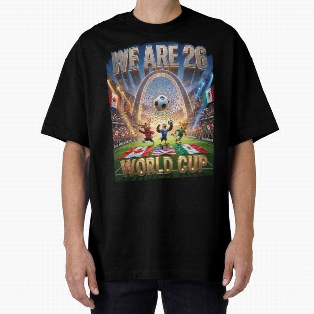 World cup 2026 Oversized T-Shirt Back the Journey through FIFA World Cup 2026 Group Stage for Fans of CR7 and France and Portugal, Bringing Champion Mindset, Group Stage Buzz, Knockout Tension and Passionate Fan Culture; Made for Die Hard
