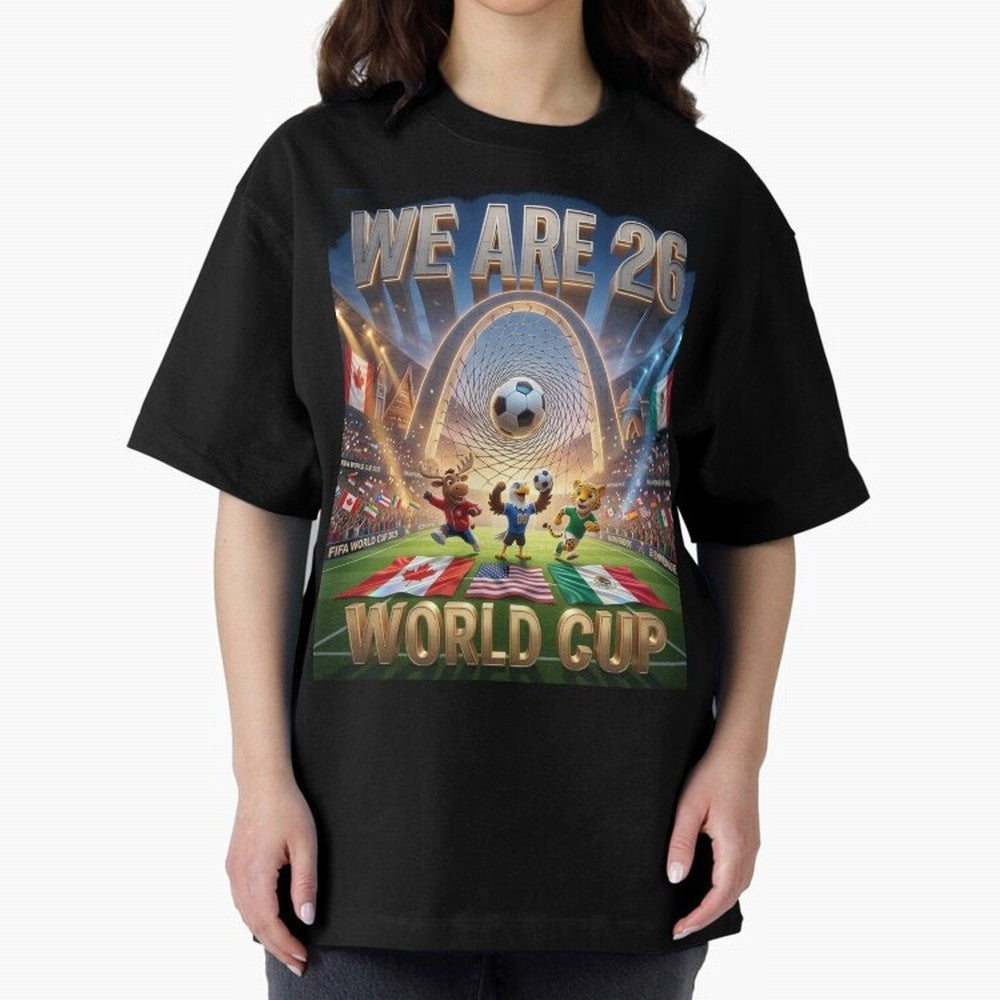 World cup 2026 Oversized T-Shirt Back the Journey through FIFA World Cup 2026 Group Stage for Fans of CR7 and France and Portugal, Bringing Champion Mindset, Group Stage Buzz, Knockout Tension and Passionate Fan Culture; Made for Die Hard