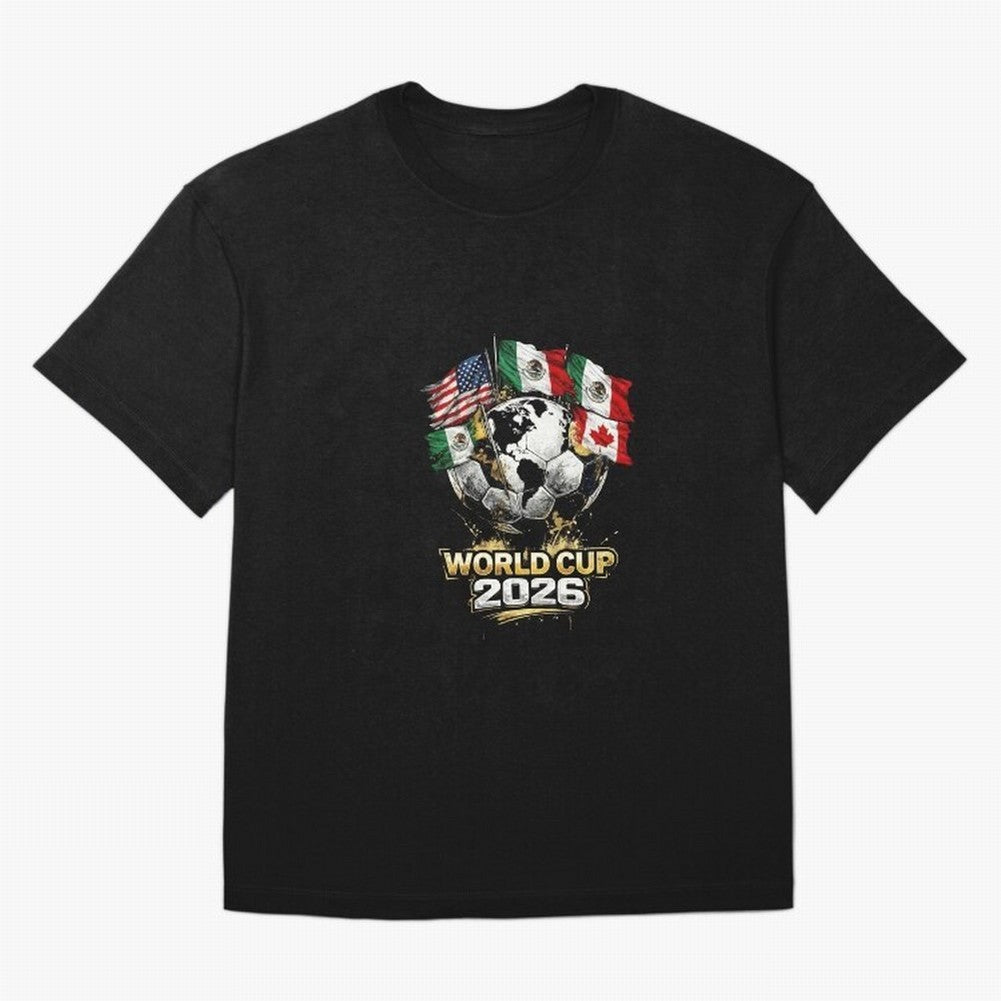 Fifa 2026 World Cup Flags Football Graphic Tee Oversized T-Shirt Relive the Noise and Pride of FIFA World Cup 2026 USA Canada Mexico with Messi and Cristiano Ronaldo, Argentina Energy, Stadium Chants, National Pride, Trophy Dreams and Unforgettable