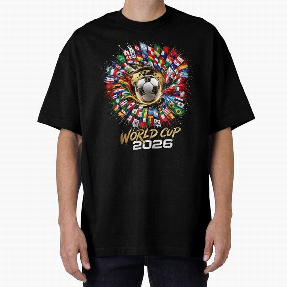 World Cup 2026 Flag Fusion Football T-Shirt Oversized T-Shirt Support Your Favorite Stars during Match Day Hype around FIFA World Cup 2026, Messi, CR7 and Mbappe, Argentina, Fan Favorite Moments, National Team Passion, Big Match Drama and Soccer