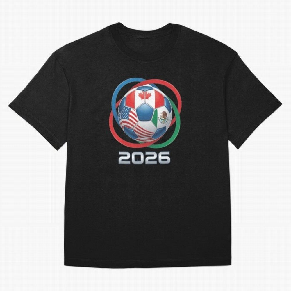 3D Realistic World Cup 2026 Soccer Ball with Rings Oversized T-Shirt Keep the Legacy of FIFA World Cup 2026 Spirit, Celebrating Brazil, Neymar, Stadium Memories, Football Loyalty, International Chants and Championship Tradition; Perfect for