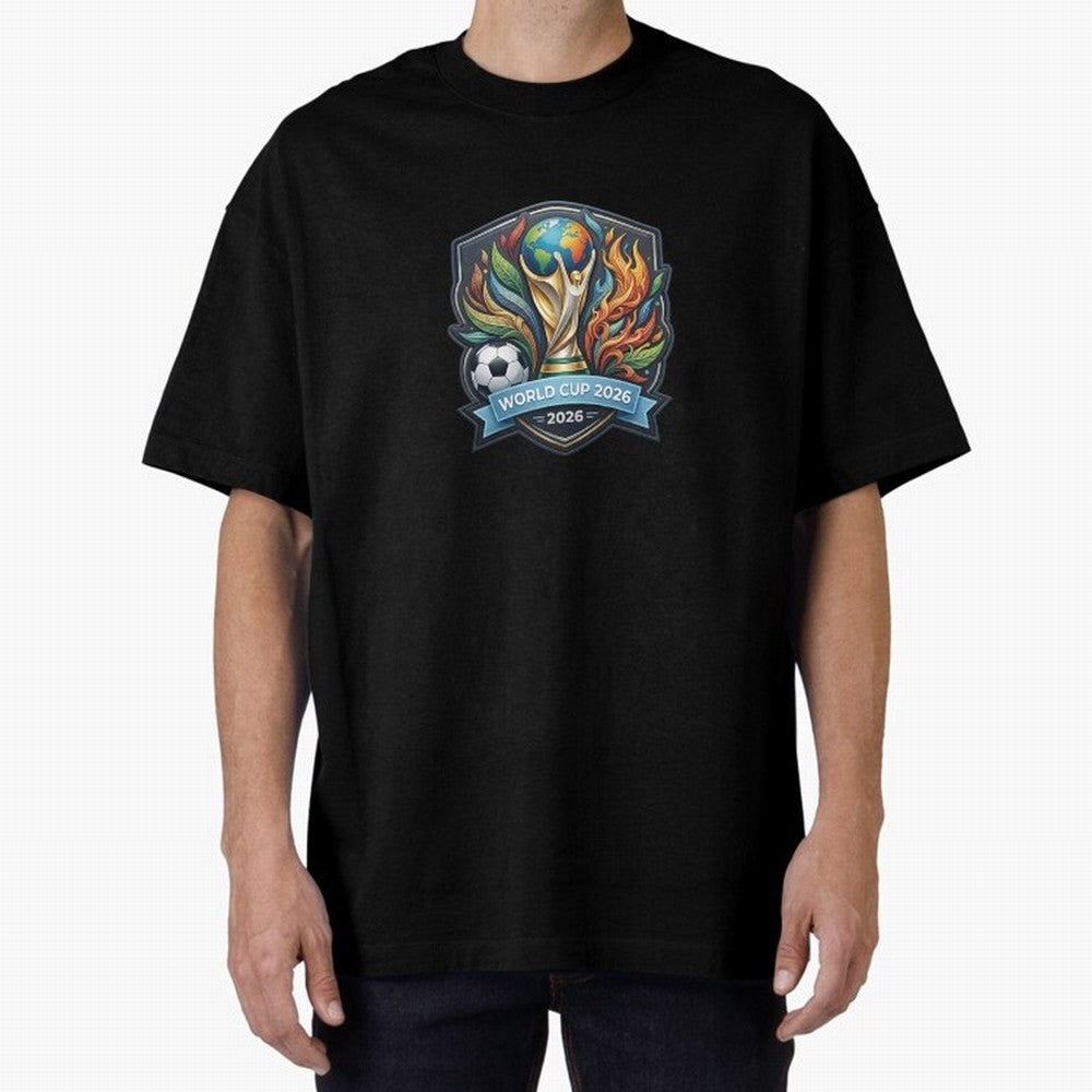 World Cup 2026 Football Crest - Retro Vintage Sticker Oversized T-Shirt Celebrate Every Goal in FIFA World Cup 2026 USA Canada Mexico Spirit, Connected to France, Messi, Tournament Hype, Historic Matchups, Family Viewing Parties and Global Sports