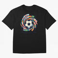 2D World Cup 2026 Football Spiral Flag Design T-Shirt Oversized T-Shirt Create FIFA World Cup 2026 USA Canada Mexico for Fans of Cristiano Ronaldo, Haaland and CR7 and Argentina, Bringing Match Day Excitement, Supporter Culture, Golden Goals and