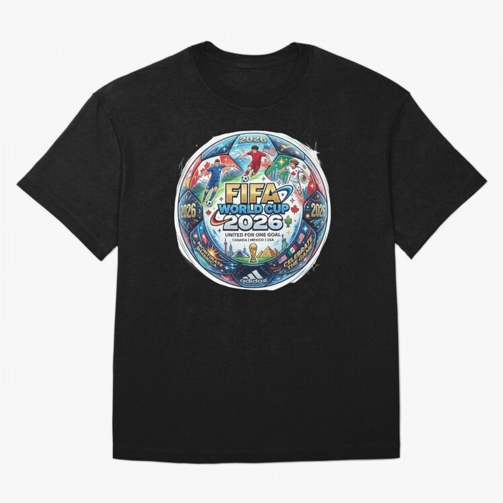 FIFA World Cup 2026 Official Match Ball Concept Art - Canada Mexico USA Oversized T-Shirt Bring FIFA World Cup 2026 Group Stage for Fans of Messi and Argentina, France and Brazil, Bringing Championship Spirit, Famous Goals, Roaring Crowds and