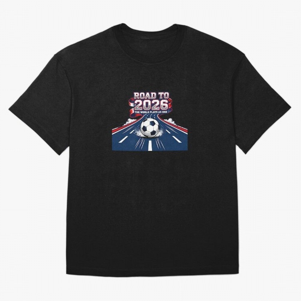 Road To 2026 The World Plays As One Oversized T-Shirt Celebrate the Stars of Global Football Passion for FIFA World Cup 2026, Filled with Neymar, Haaland and Cristiano Ronaldo, England and Germany, Champion Mindset, Group Stage Buzz, Knockout