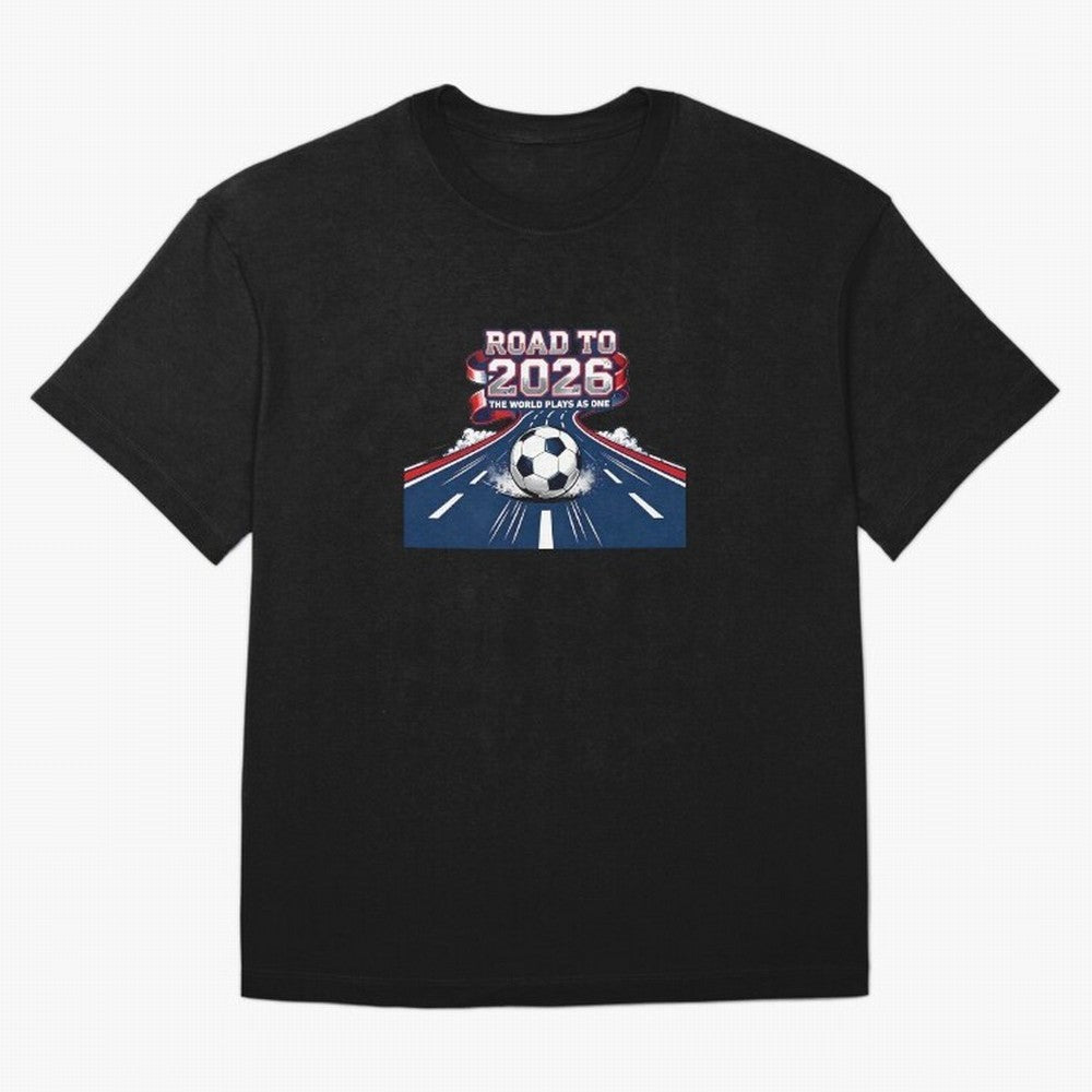 Road To 2026 The World Plays As One Oversized T-Shirt Bring World Football Passion into the FIFA World Cup 2026 Group Stage Journey through Mbappe Highlights, Portugal, Spain and Germany Pride, Game Day Rituals, Football Legends, Country Pride and