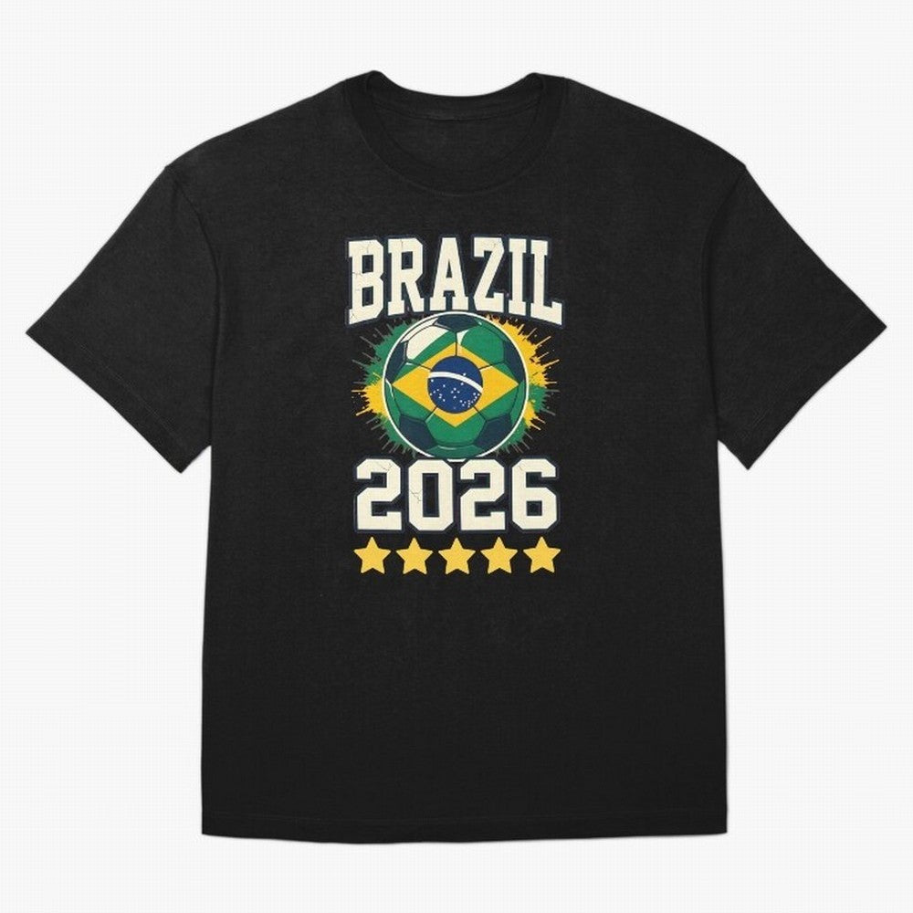 Brazil Soccer Football 2026 Oversized T-Shirt Join FIFA World Cup 2026 Group Stage Filled with Neymar, Brazil, Portugal and Argentina Energy, Retro Football Energy, Iconic Rivalries, Trophy Chase Drama and Stadium Atmosphere; Created for Match Day