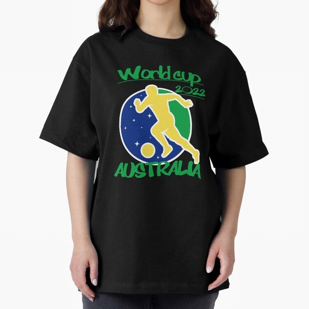 Australia World Cup 2022 Oversized T-Shirt Share Global Football Passion for FIFA World Cup 2026 USA Canada Mexico, Inspired by Neymar, Germany, Vintage Soccer Flavor, Modern Football Stars, National Flags and Final Night Emotion; Made for