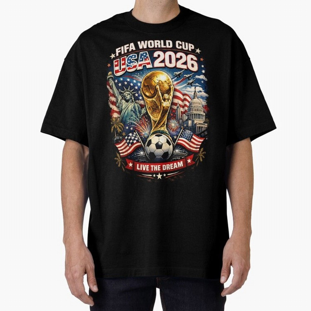 Fifa World Cup USA 2026 Colour Oversized T-Shirt Support FIFA World Cup 2026 USA Canada Mexico for Fans of Cristiano Ronaldo and Argentina, France and Brazil, Bringing Global Supporter Spirit, Legendary Goals, National Colors and Tournament
