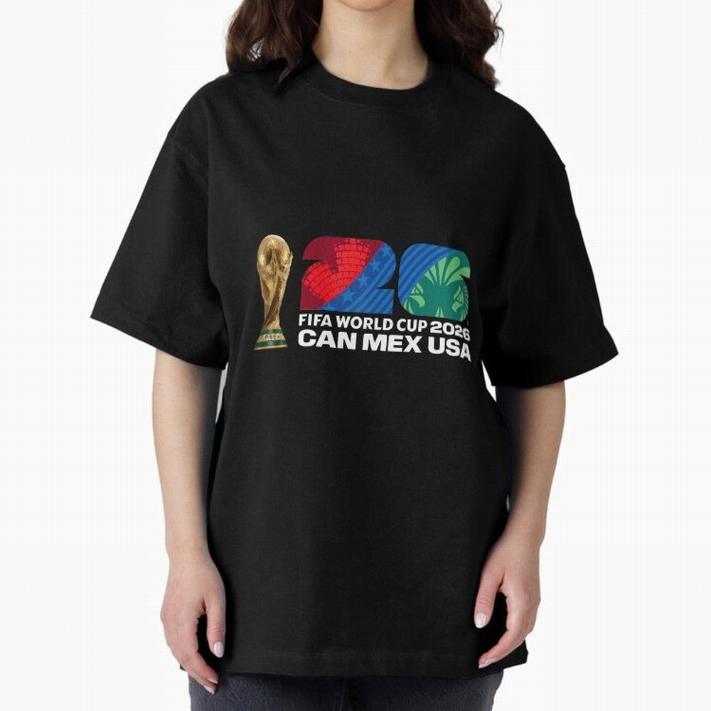 World Cup26 Host Country Trophy Oversized T-Shirt Feel FIFA World Cup 2026 for Fans of Haaland and Mbappe and England, France and Netherlands, Bringing Match Day Excitement, Supporter Culture, Golden Goals and Global Football Passion; Ideal for