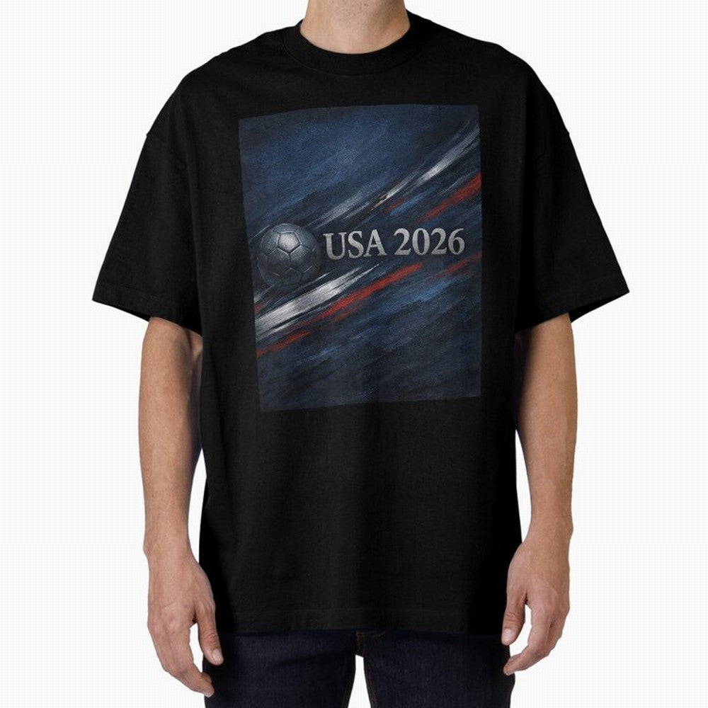 USA 2026 Soccer Design Inspired Oversized T-Shirt Turn Every Weekend Toward the FIFA World Cup 2026 USA Canada Mexico Journey through Neymar, Haaland and Cristiano Ronaldo Highlights, Brazil, Portugal and Argentina Pride, Goal Celebration Energy,