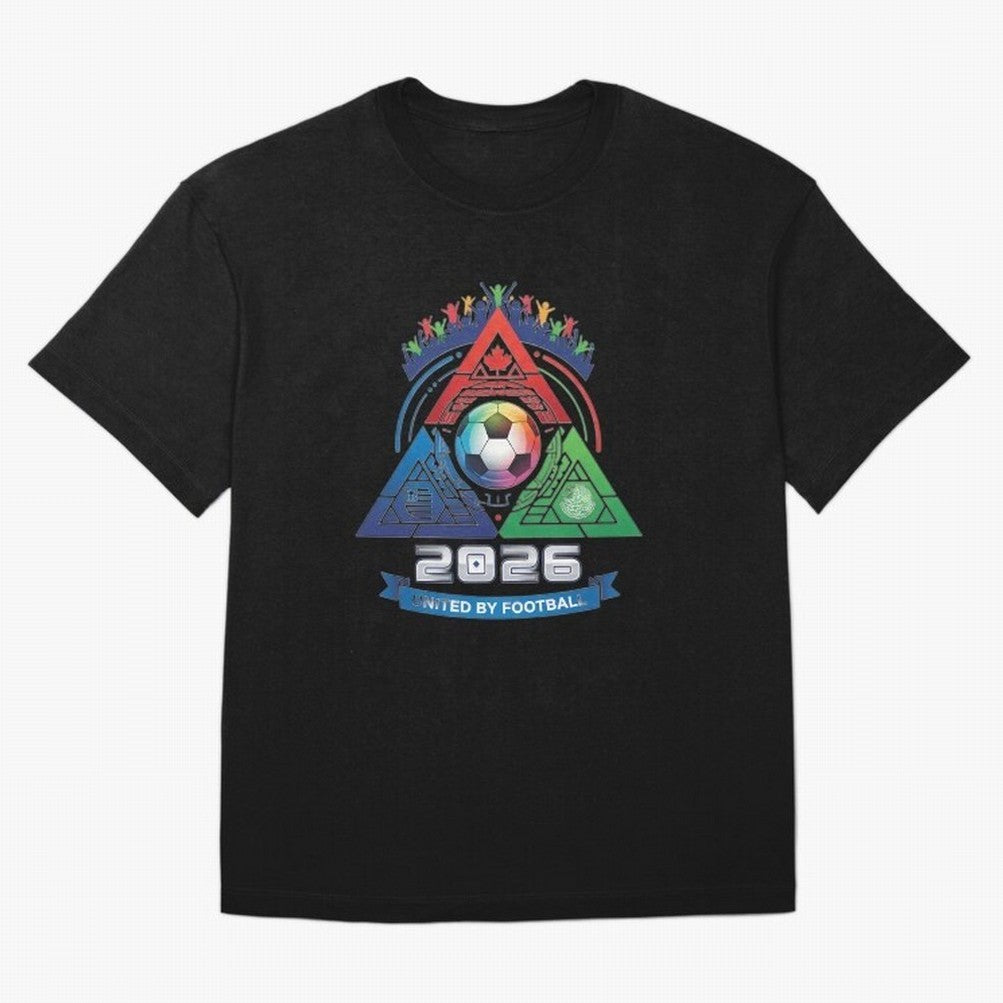 Triangular United By Football World Cup 2026 Emblem Oversized T-Shirt Honor FIFA World Cup 2026 for Fans of Messi, Neymar and Mbappe and Netherlands, Bringing Football Passion, Legendary Performances, Festival Vibes and Supporter Community; Made