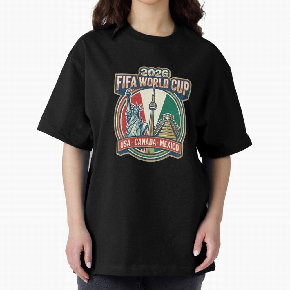 North America United Soccer 2026 Vintage Crest Oversized T-Shirt Bring Bold Fan Energy to FIFA World Cup 2026 Group Stage Spirit, Built around Brazil, Portugal and Argentina, Cristiano Ronaldo, Haaland and CR7, Supporter Pride, Iconic Celebrations,