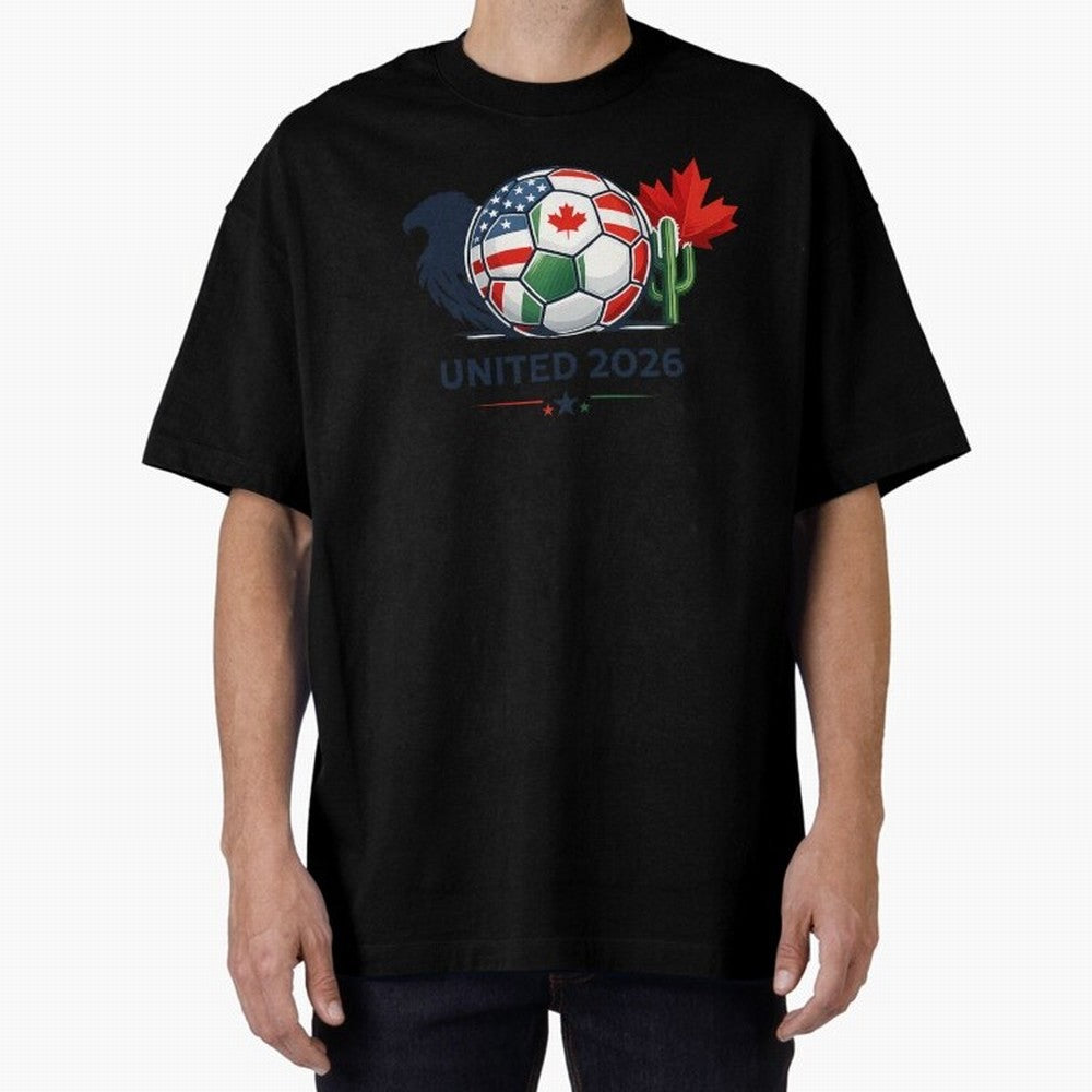 World Cup 2026 United Soccer Design Oversized T-Shirt Cheer through Every Moment of Global Football Passion for FIFA World Cup 2026 Group Stage, Centered on Messi and Cristiano Ronaldo, Spain and Netherlands, Global Supporter Spirit, Legendary