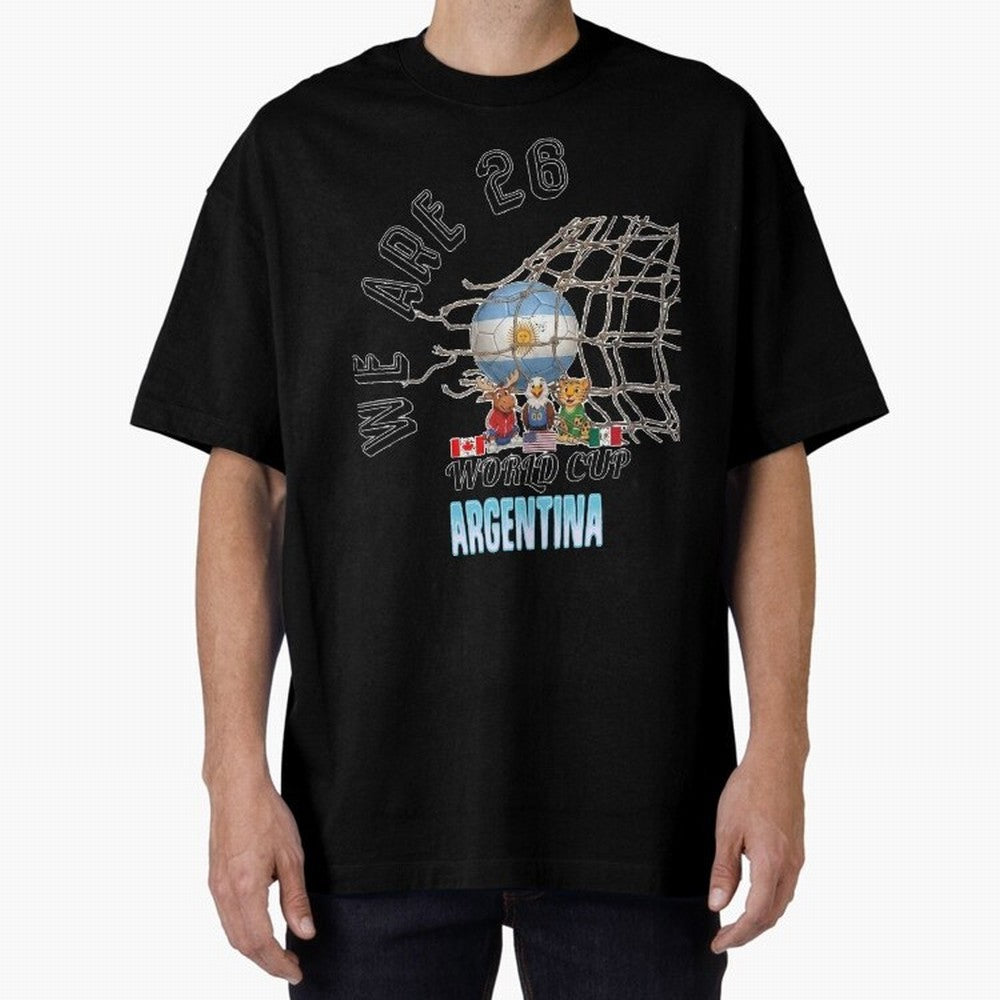 World Cup 26 - Argentina Oversized T-Shirt Celebrate Golden Goal Energy in Match Day Hype around FIFA World Cup 2026, Mbappe and Neymar, Brazil, Portugal and Argentina, Stadium Chants, National Pride, Trophy Dreams and Unforgettable Football