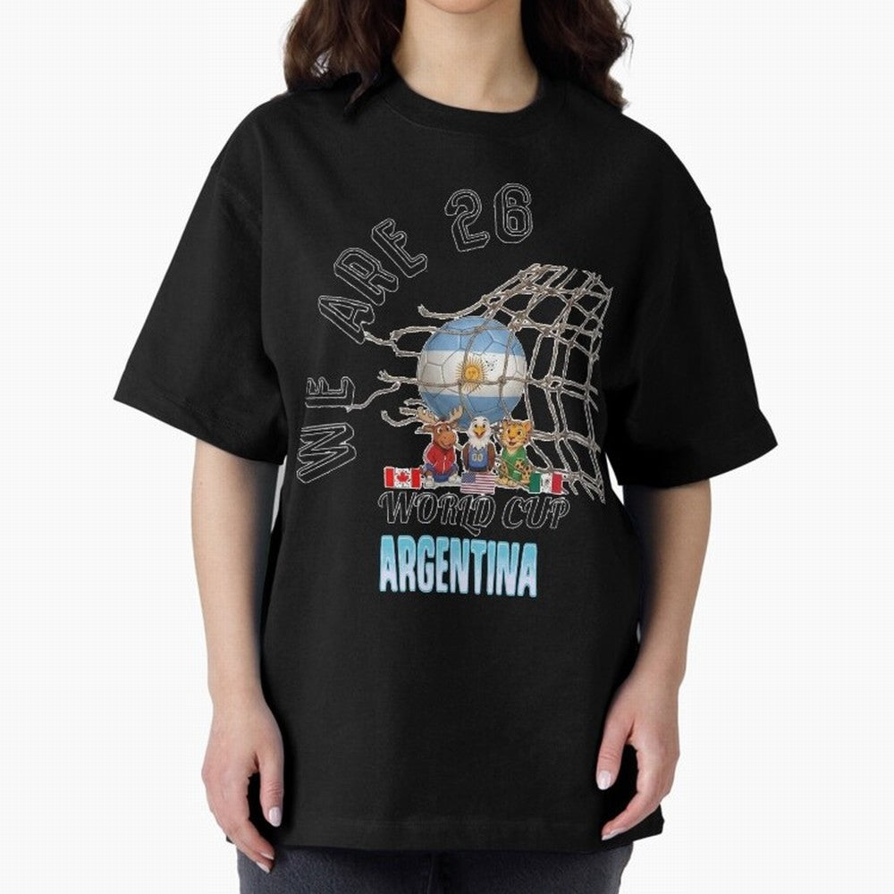 World Cup 26 - Argentina Oversized T-Shirt Celebrate Golden Goal Energy in Match Day Hype around FIFA World Cup 2026, Mbappe and Neymar, Brazil, Portugal and Argentina, Stadium Chants, National Pride, Trophy Dreams and Unforgettable Football