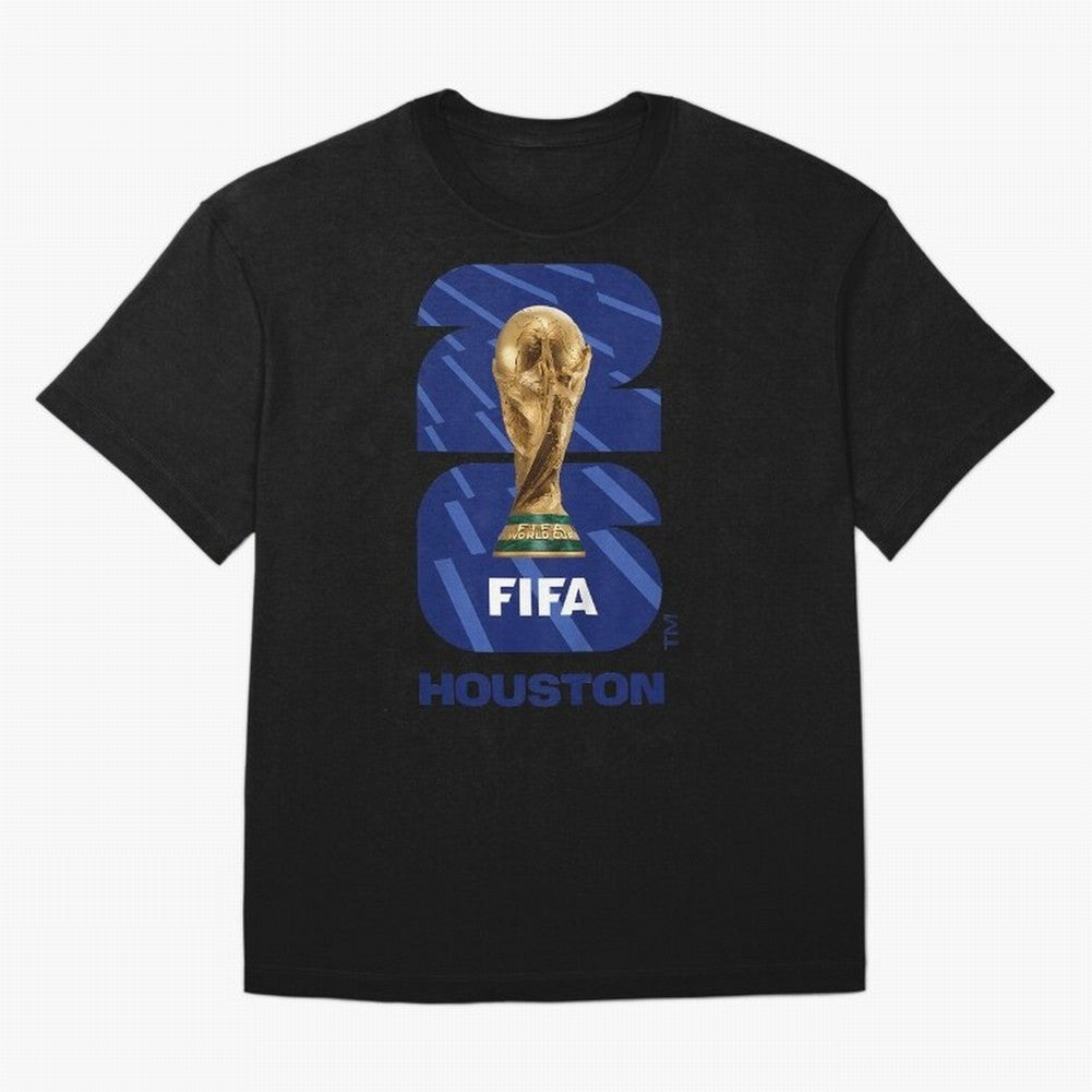 World Cup26 Houston Trophy Oversized T-Shirt Bring Home Global Football Passion for FIFA World Cup 2026 USA Canada Mexico, Capturing Messi and Cristiano Ronaldo, Argentina and Brazil, Global Supporter Spirit, Legendary Goals, National Colors and
