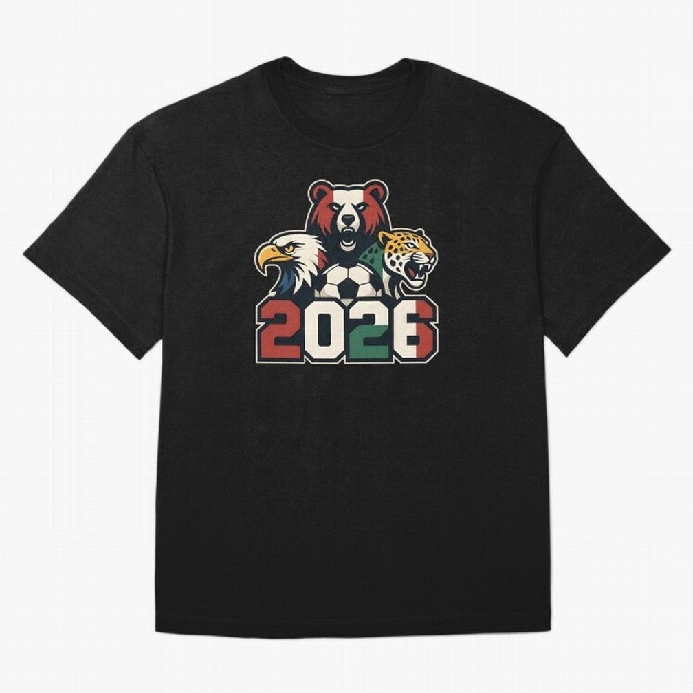 World Cup 2026 USA Canada Mexico Host Mascots Oversized T-Shirt Bring Trophy Dreams to Match Day Hype around FIFA World Cup 2026, Haaland, Argentina, Supporter Pride, Iconic Celebrations, Legendary Names and Global Match Day Energy; Great for