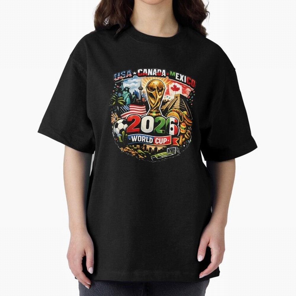 World Cup 2026 Funny Soccer Tournament 2026 T-Shirt_88656674 Oversized T-Shirt Show Match Day Excitement for Global Football Passion for FIFA World Cup 2026, Connected to Haaland, Germany, Football History, Final Match Energy, Crowd Noise and Once