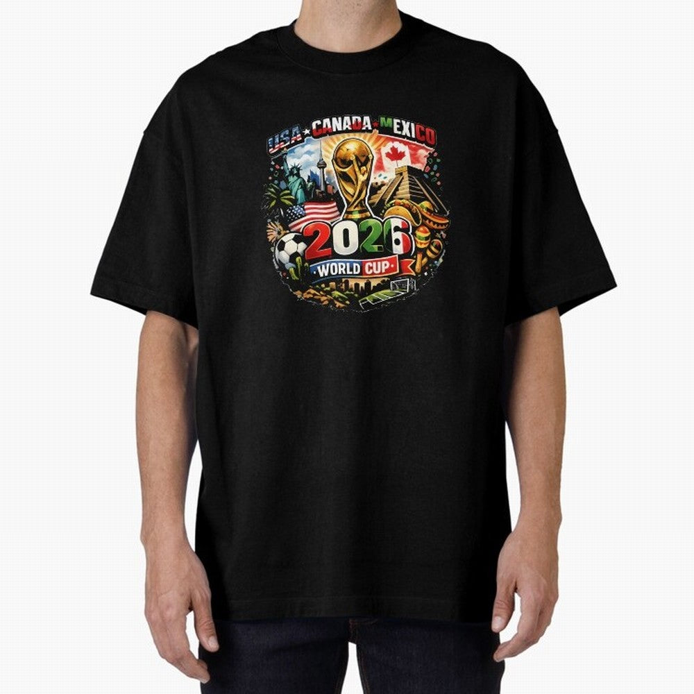 World Cup 2026 Funny Soccer Tournament 2026 T-Shirt_88656674 Oversized T-Shirt Feel the Trophy Chase of Global Football Passion for FIFA World Cup 2026 USA Canada Mexico, Filled with Cristiano Ronaldo, Spain and Netherlands, Sports Nostalgia,