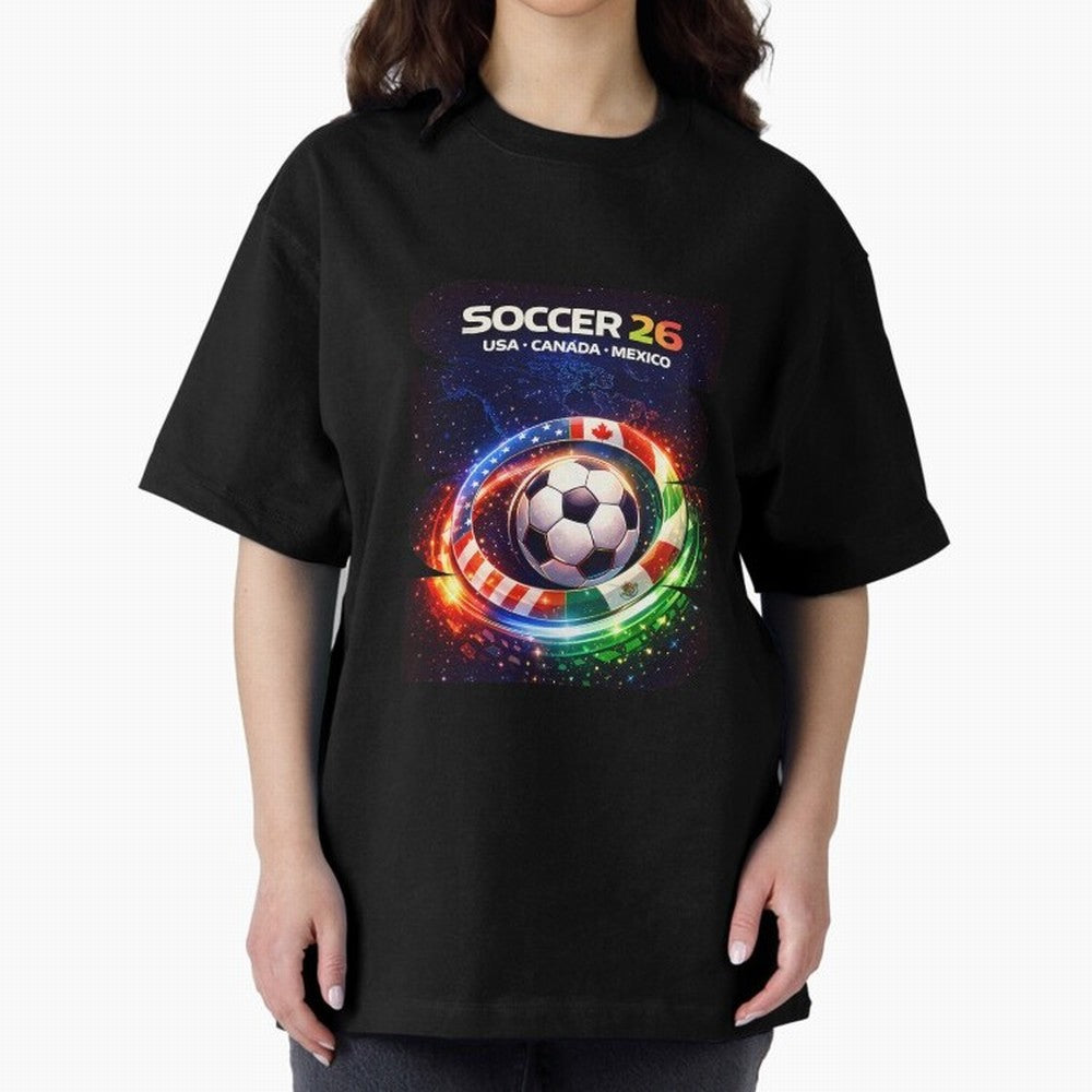 North America Soccer 2026 Soccer 26 Usa Canada Mexico Fan United 2026 Soccer Oversized T-Shirt Honor Champions and Dreams in Global Football Passion for FIFA World Cup 2026 Group Stage, with Messi, CR7 and Mbappe, Brazil, Portugal and Argentina,