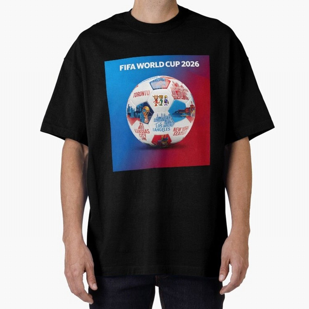 North America Football 2026 Oversized T-Shirt Honor the Beautiful Game during FIFA World Cup 2026 USA Canada Mexico for Fans of Neymar and England, France and Netherlands, Bringing Vintage Soccer Flavor, Modern Football Stars, National Flags and