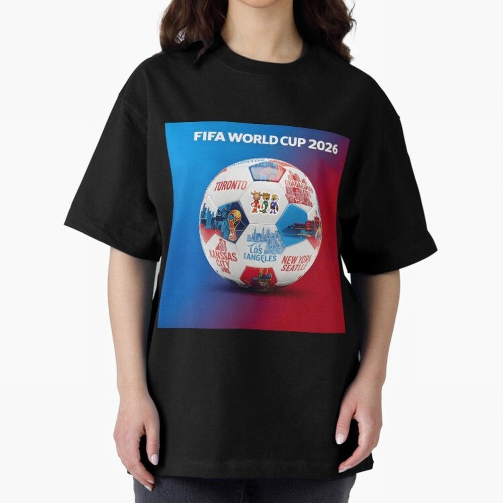 North America Football 2026 Oversized T-Shirt Honor the Beautiful Game during FIFA World Cup 2026 USA Canada Mexico for Fans of Neymar and England, France and Netherlands, Bringing Vintage Soccer Flavor, Modern Football Stars, National Flags and