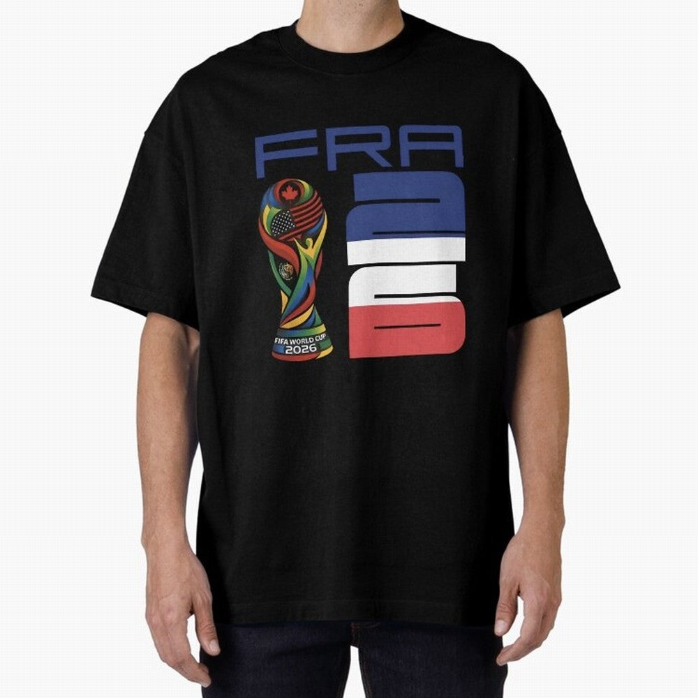 France World Cup 2026 Soccer - FRA 26 Blue White Red Oversized T-Shirt Honor the Beautiful Game during Global Football Passion for FIFA World Cup 2026 USA Canada Mexico, Centered on Haaland and Mbappe, Argentina and Brazil, Football Festival