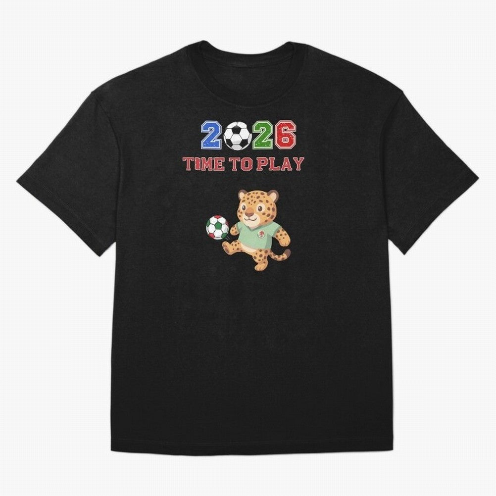 Mexico Soccer Jaguar Mascot 2026 Time To Play Football Oversized T-Shirt Join Supporters Worldwide for FIFA World Cup 2026 Featuring Neymar, Argentina, France and Brazil Energy, Vintage Soccer Flavor, Modern Football Stars, National Flags and Final