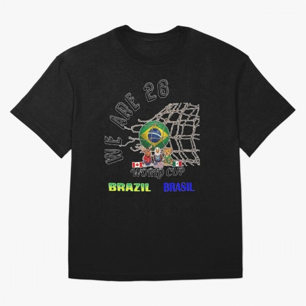 World Cup 26 - Brazil Oversized T-Shirt Feel International Energy from FIFA World Cup 2026 for Fans of CR7 and Messi and Argentina, France and Brazil, Bringing Fan Favorite Moments, National Team Passion, Big Match Drama and Soccer History; Perfect