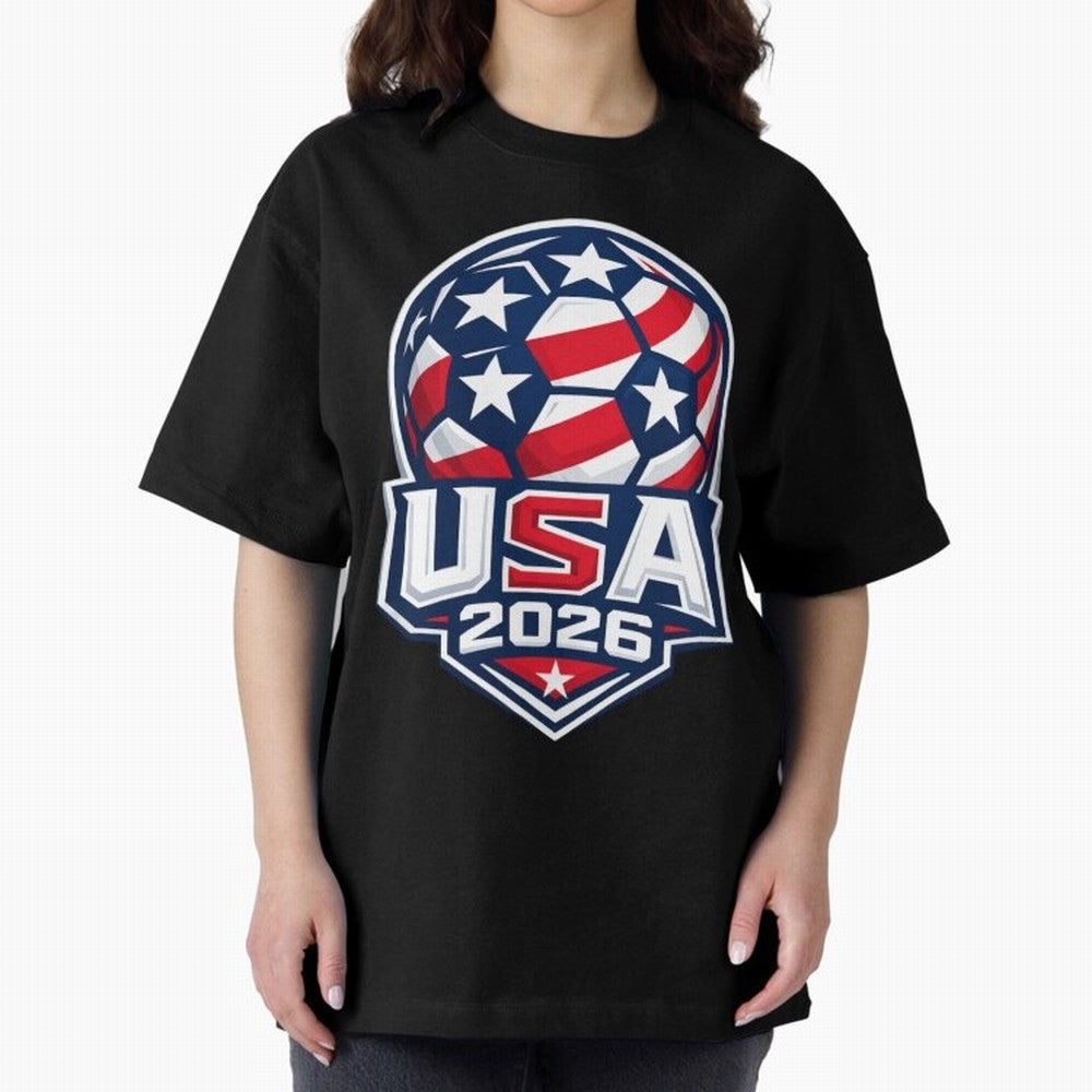 USA 2026 World Cup T-Shirt - Star Spangled Soccer Design - American Host Fan Tee Oversized T-Shirt Make Your Look Match FIFA World Cup 2026 Filled with Messi, Neymar and Mbappe, England, France and Netherlands Energy, Stadium Chants, National