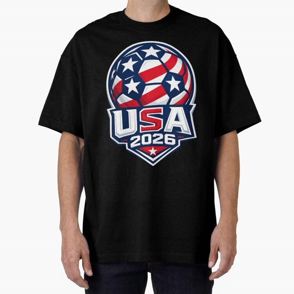 USA 2026 World Cup T-Shirt - Star Spangled Soccer Design - American Host Fan Tee Oversized T-Shirt Make Your Look Match FIFA World Cup 2026 Filled with Messi, Neymar and Mbappe, England, France and Netherlands Energy, Stadium Chants, National