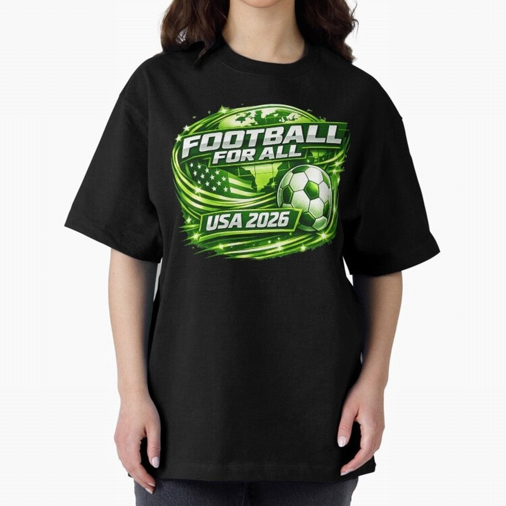World Cup 2026 Oversized T-Shirt Celebrate the Biggest Stage of the FIFA World Cup 2026 Journey through Mbappe and Neymar Highlights, Germany Pride, Worldwide Fan Energy, Dramatic Goals, Stadium Lights and Championship Celebrations; Perfect for