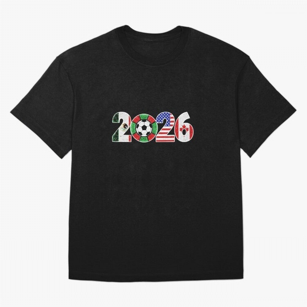 North American Soccer Spirit Team 2026 T-Shirt_82770209 Oversized T-Shirt Bring the FIFA World Cup 2026 USA Canada Mexico Journey through Messi, Neymar and Mbappe Highlights, Spain and Netherlands Pride, Global Supporter Spirit, Legendary Goals,