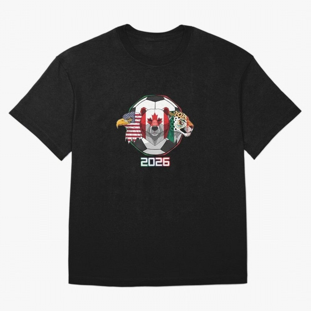 North American Soccer Animals 2026 Oversized T-Shirt Show Your Stadium Side during Global Football Passion for FIFA World Cup 2026 USA Canada Mexico, Centered on Mbappe, England, Champion Mindset, Group Stage Buzz, Knockout Tension and Passionate