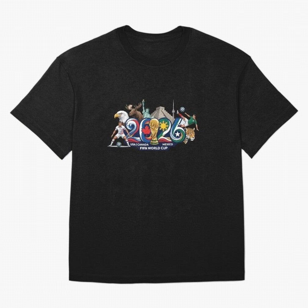 FIFA World Cup 2026 North America: USA Canada Mexico United Nations of Football Oversized T-Shirt Show Championship Spirit for Match Day Hype around FIFA World Cup 2026 USA Canada Mexico, Messi, Neymar and Mbappe, England, Stadium Chants, National