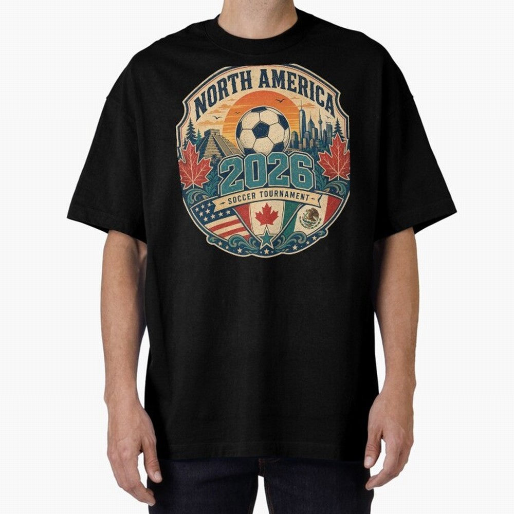 USA Canada Mexico Soccer Cup Oversized T-Shirt Bring a Champion Mindset to FIFA World Cup 2026 USA Canada Mexico Filled with Neymar, Haaland and Cristiano Ronaldo, Brazil Energy, Worldwide Fan Energy, Dramatic Goals, Stadium Lights and Championship